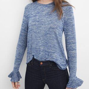GAP Heather Blue Long Sleeve Flutter Sleeve Lightweight Sweater Size Small